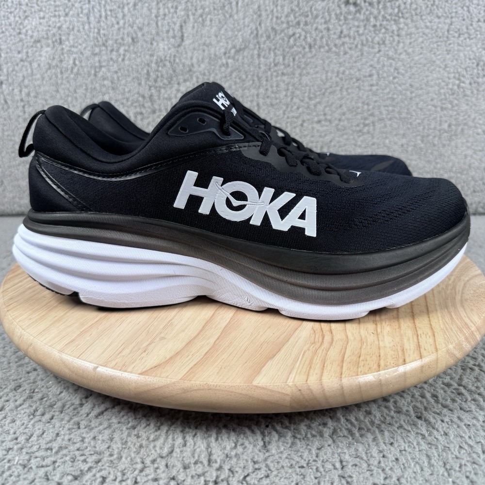 Hoka One One Bondi 8 Mens 11.5D Black White Running Shoes 1123202-BWHT
